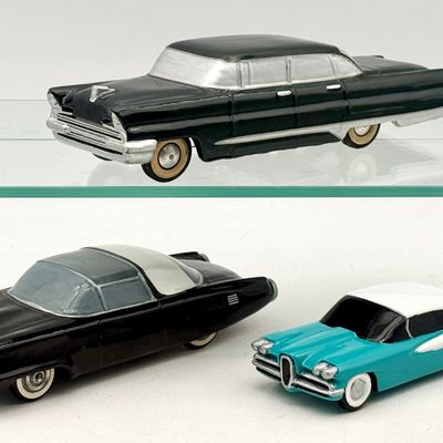 Three Hand-Painted Resin/wood American Luxury Model Cars