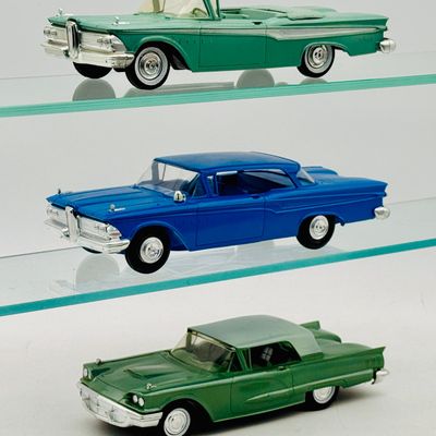 Three AMT Edsel and Thunderbird Promotional Model Cars