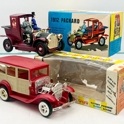 2 Vintage Mego and Cragstan Battery Operated Toys with Original Boxes