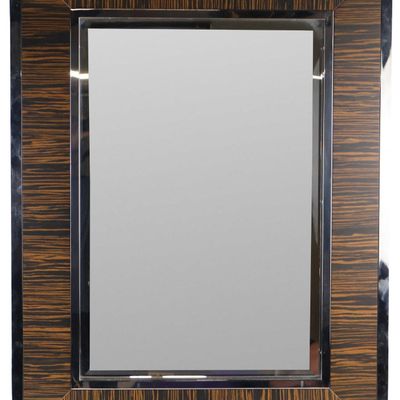 Art Deco Style Chrome and Zebrawood Mirror