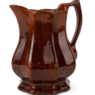 Stamped "C. GAST" (Lancaster, Pennsylvania) Molded Redware Pitcher