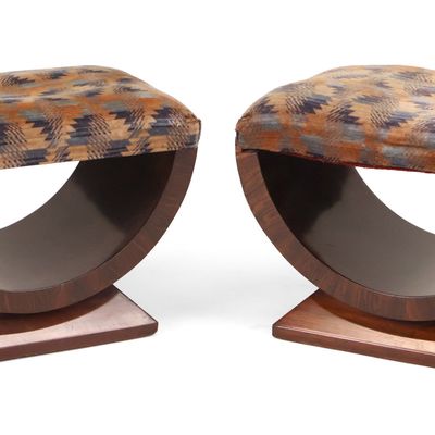 Pair of Art Deco U-Shaped or "Tulip Pouf" Benches