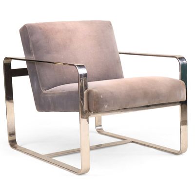 Restoration Hardware "Miles" Chrome and Suede Club Chair