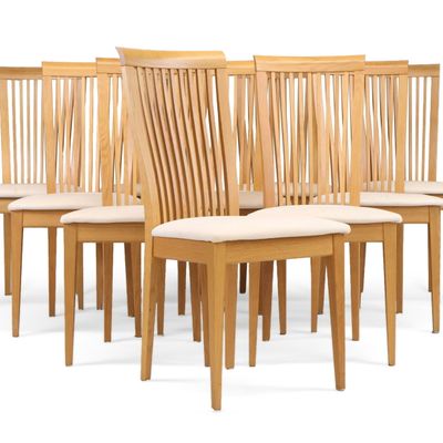 Set of Ten Modern Oak Dining Chairs