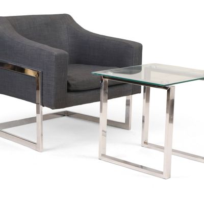 Contemporary Coaster Fine Furniture Style Chris Grey and Chrome Accent Chair