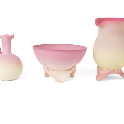 Five Gunderson Burmese Glass Table Articles
