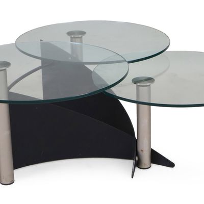 Modern Three Tiered Swiveling Glass Top Table