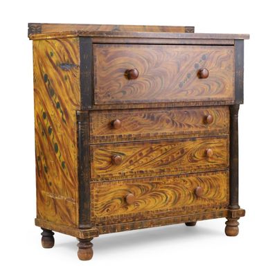 Paint-Decorated Pine Chest of Drawers