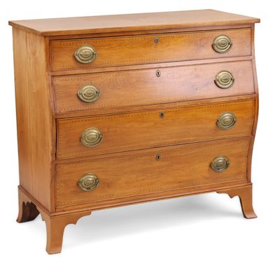 Federal Inlaid Cherrywood Bombe Swell-Front Chest of Drawers