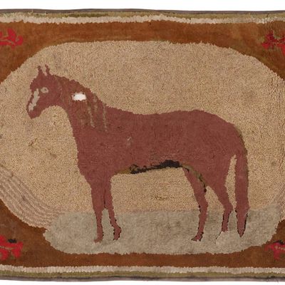 Hooked Rug with Horse