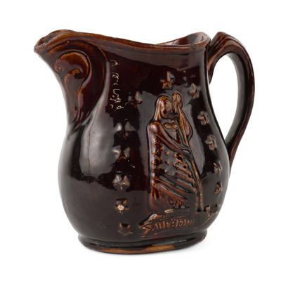 Rockingham-Glazed Relief-Molded "LIBERTY" Pitcher, Probably New Jersey