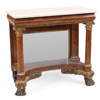 Classical Mahogany Marble Top Pier Table