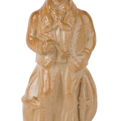 English Salt-Glazed Stoneware Figural Toby Flask / Bottle