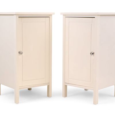 Pair of White Ikea Hemnes One Door Nightstands