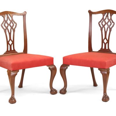 Pair of George III Carved Mahogany Side Chairs