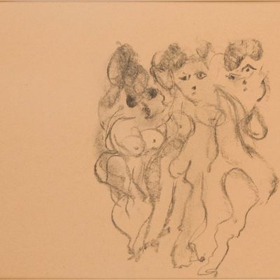 Attributed to Willem De Kooning, Dutch 1904-1997, Abstract Figural Drawing, Pencil
