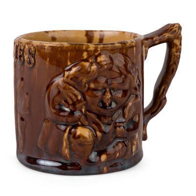 Swan Hill Pottery (South Amboy, NJ) Molded Rockingham-Glazed Presentation Toby Mug with Frog