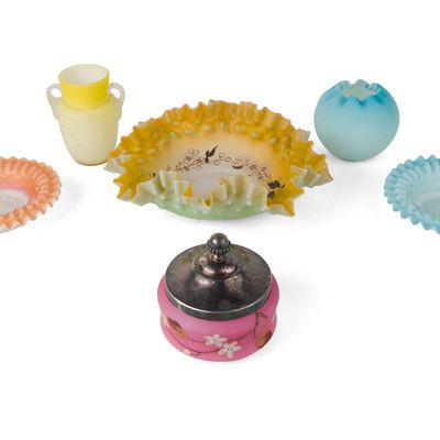 Six Satin Glass Table Articles