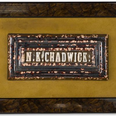 Bennington Attributed Flint-Enamel / Rockingham-Glazed Nameplate Plaque