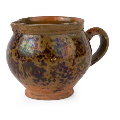Green-Glazed Manganese-Decorated American Redware Creamer / Small Pitcher