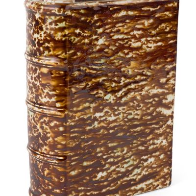 Bennington Flint-Enamel / Rockingham-Glazed Figural Book Flask / Bottle Stamped "53B"