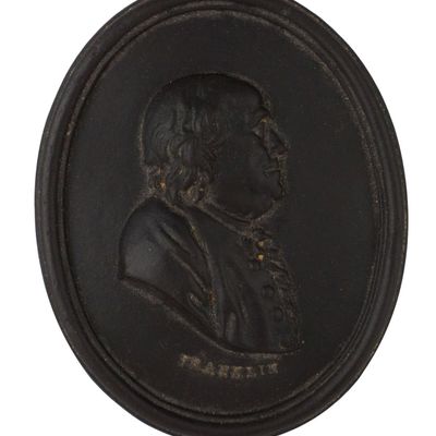 Leeds Pottery Black Basalt Medallion / Plaque Depicting Benjamin Franklin