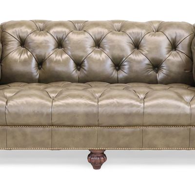 Leather-Upholstered Chesterfield Sofa