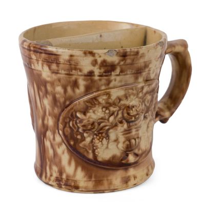 Miller Pottery (Philadelphia, PA) Attributed Relief-Molded Rockingham-Glazed Shaving Mug