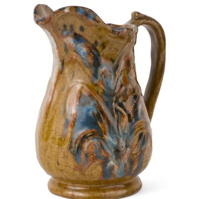 Extremely Rare Signed "S. RISLEY / NORWICH" Connecticut Relief-Molded Rockingham-Glazed Stoneware
