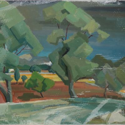 Henri Wacquiez, 1907, Oliviers, Oil on Canvas Board
