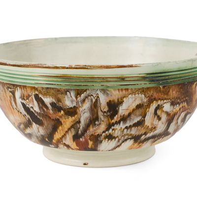 English Mochaware Bowl with Combed and Marbled Slip Decoration