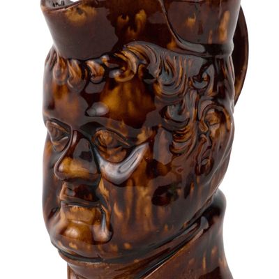 Rockingham-Glazed "Daniel O'Connell" Face Pitcher, Probably Philadelphia PA