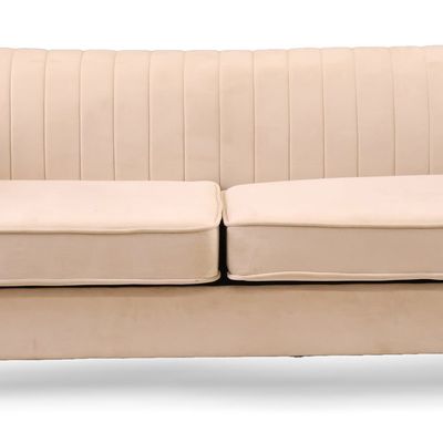 Contemporary White Velvet Upholstered Sofa