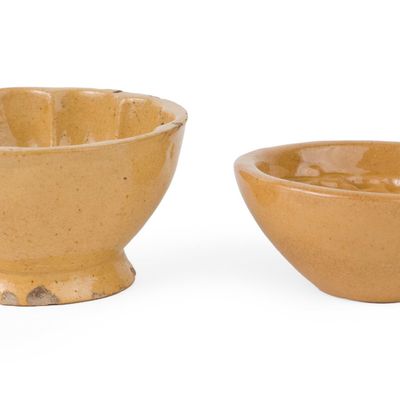 Two Signed American Yellowware Pottery Food Molds