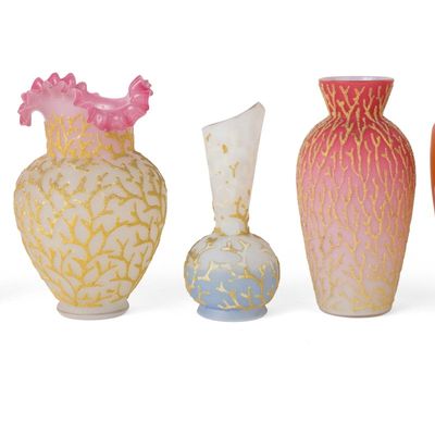 Pair of Acid-Etched Cameo Glass Vases