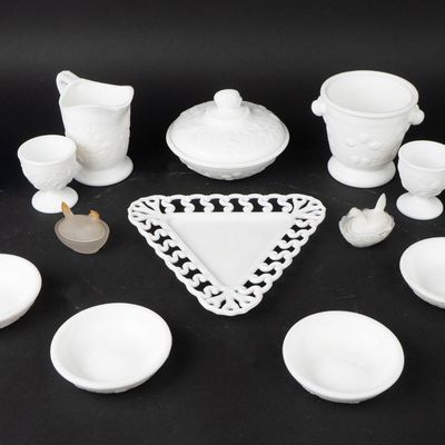 Group of Milk Glass Table Articles