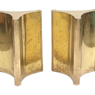 Pair of Restoration Hardware "Dalton" Brass Dining Table Bases