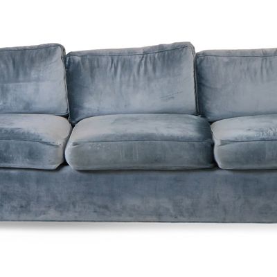 Contemporary Blue Velvet Upholstered Sofa
