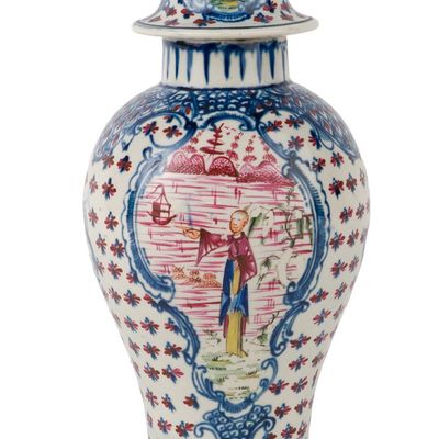 English Pearlware Baluster Vase / Garniture with Chinoiserie Motifs