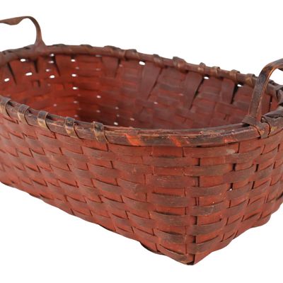 Painted Woven Splint Oval Basket