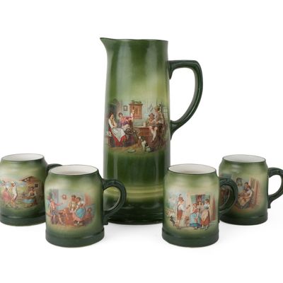Morris & Willmore (Trenton, New Jersey) Whiteware Five-Piece Drinking Set