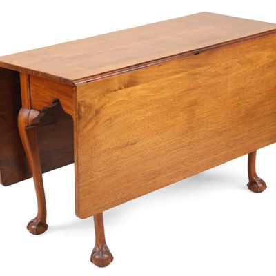 Chippendale Carved Walnut Drop-Leaf Dining Table