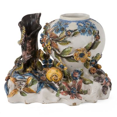 European Faience / Tin-Glazed Earthenware Figural Pastille Burner / Potpourri Vase