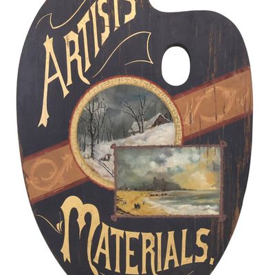 "Artists' Materials" Palette Painted Pine Trade Sign