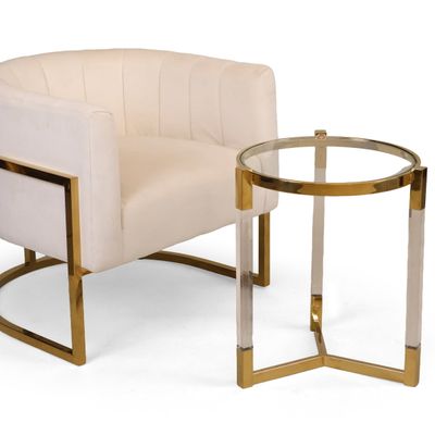 Contemporary Tov Furniture Magnolia Collection Gold Toned Living Room Accent Chair