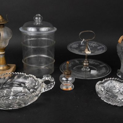 Seven Colorless Glass Table Articles