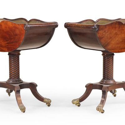 Pair of Regency Brass-Lined Mahogany Jardineres