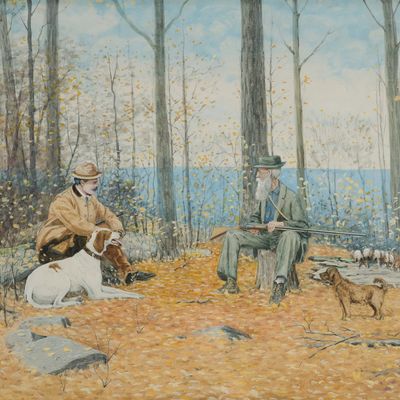 A.B. Frost, American 1851-1928, The Hunters Story, Watercolor on Paper