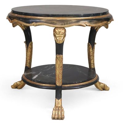 Two Tier Marble Top Painted Center Table