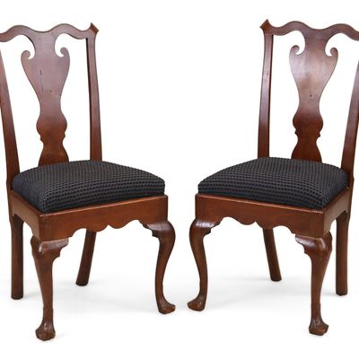 Pair of Queen Anne Carved Walnut Side Chairs